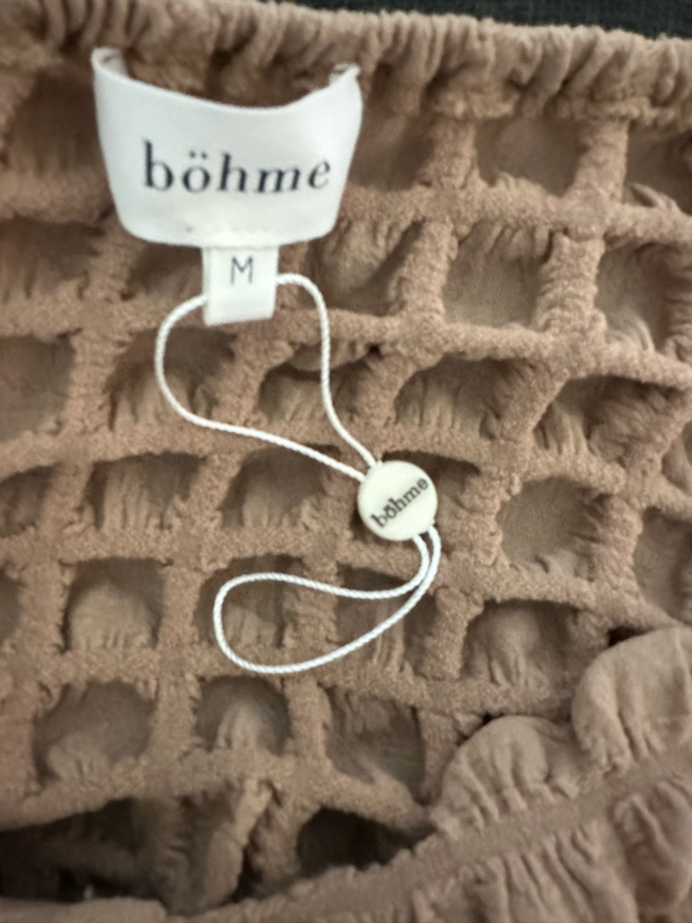 NWOT Böhme Miley Bubble Texture Midi Dress Tan Medium - Picture 7 of 7